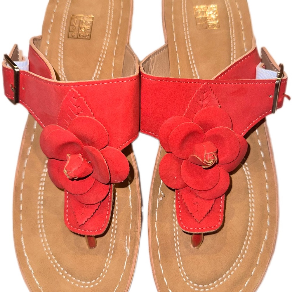 Chic Floral Red Women's Sandals